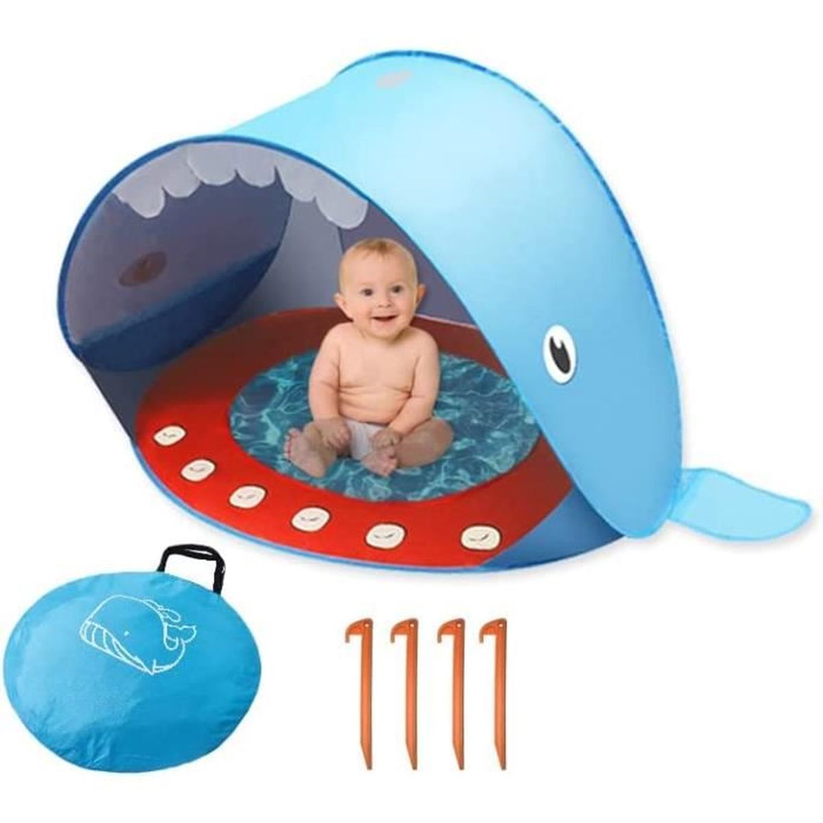 Piscine PopUp Multifonction pour BébéAvec Tente Anti UV 50 et Filet Protège du Vent, du