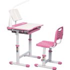 BAMNY Bureau pour Enfants Réglable en Hauteur, avec Chaise Ergonomique, Lampe LED, Tiroir et Support de Lecture, Rose