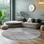 Tapis - SIMPEX - Rond - 160 x 160 cm - Gris - Style scandinave et bohème - Design 3D