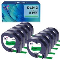 10 ONLYU Compatible pour Dymo LetraTag Ruban Plastique 91204, 12mm x 4 m,pour Dymo LetraTag LT-100H,  noir sur vert