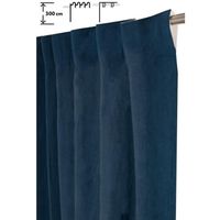 Rideau Tamisant 140 x 290 cm à Galon Fronceur Pattes Cachées Grande Hauteur Effet Coton Uni Bleu Marine