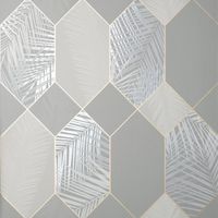 Miami Geometric Leaf Papier Peint Gris Fine Decor FD42835