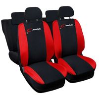 Lupex Shop Housses de siège auto compatibles pour C-Max Noir Rouge