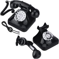 WX-3011 Téléphone Filaire Vintage Noir Multifonction en Plastique Ligne Fixe à Domicile Rétro HB021