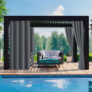 Lot De 2 Rideaux D'extérieur Tielag - Lin Transparent 274x132 Cm - Imperméable Et Protection Solaire