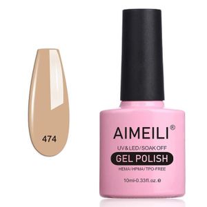 VERNIS A ONGLES AIMEILI Soak Off UV LED Vernis à Ongles Gel Semi-Permanent Pink Gel Polish - Clear Rose Nude 10ml(474)