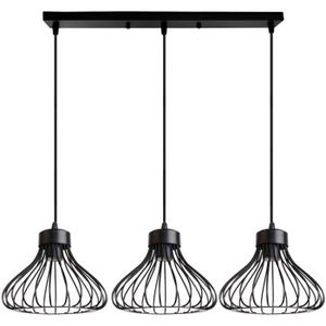 LUSTRE ET SUSPENSION IDEGU 3 Lampes Suspension en Cage Métal Lustre Plafonnier Rétro Style Industrielle pour Salon Chambre