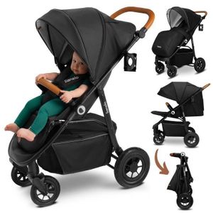 Lionelo Annet Plus poussette bebe roues EVA Pliage facile avec moustiquaire  porte-gobelet panier à grande capacité Gris Fonce