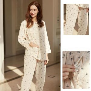 PYJAMA Beige Yellow  Pyjama D'allaitement 2021 Coton, Vêtements De Nuit, Nouvelle Collection Printemps-automne 100%
