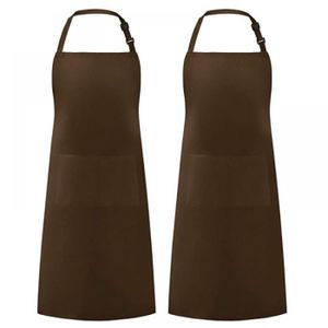 Lot De 2 Tabliers De Cuisine Jubatus - Polyester Brillant, Poches, Réglable Homme/Femme