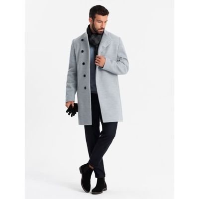 Manteau Long et Ajusté Ombre Pour Homme Gris Gris