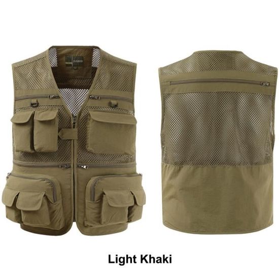 Gilet de pêche à la mouche taille réglable plusieurs poches