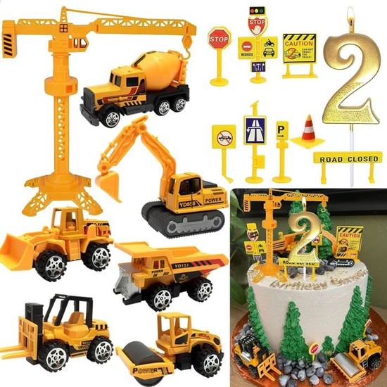Lot De 12 Bougies D'anniversaire Thème Construction - Rayures Jaune Et Noir, 9,5 Cm