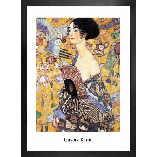 Tableau Klimt, impression sur toile - Femme avec un éventail, 1917-1918 - 40x40 cm | Leroy Merlin