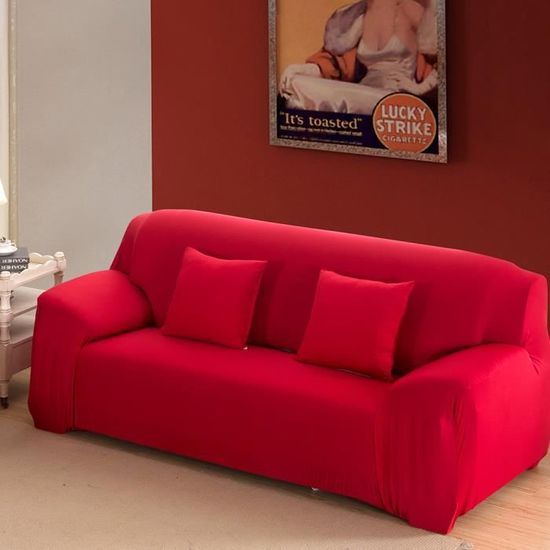 Housse De Canapé Extensible 3 Places - Polyester Doux, Antidérapante, Pour Protection Animaux, Couleur Orange
