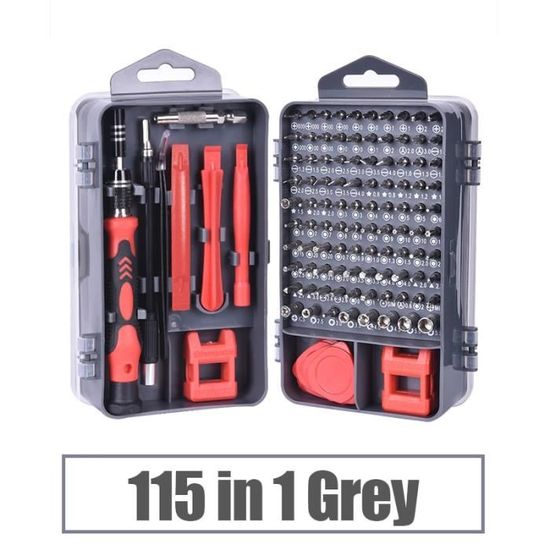 115Gray -jeu de tournevis magnétiques 115 en 1,pour réparation,pièces hexagonales Phillips,Kit d'outils à main