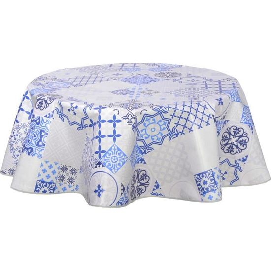 CPM - Nappe ronde en toile cirée design Miles - Diam. 135 cm - Bleu ...