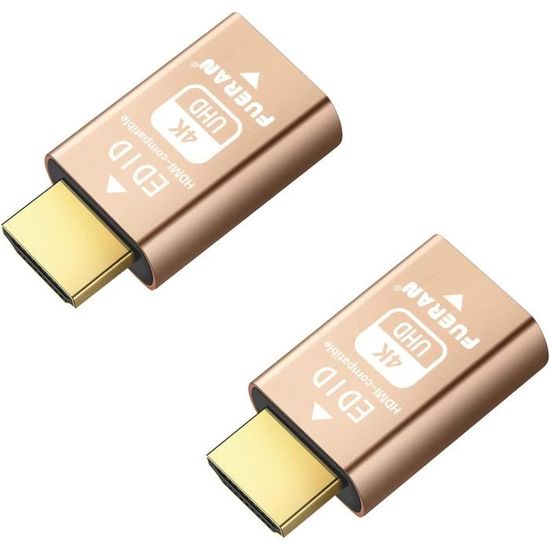 Émulateur HDMI EDID 4K - 2 Pièces - Plug & Play - Résolution Jusqu'à 3840x2160@60Hz - Pour Windows, Mac, Linux - Sans Pilote - 6