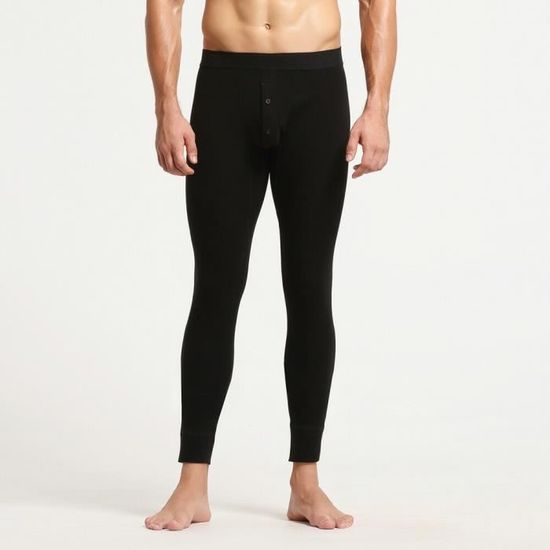 Leggings Thermiques Polaires Pour Hommes - Sous-vêtements Longs D'hiver 200g, Ouverture Entrejambe (noir Ou Chair)