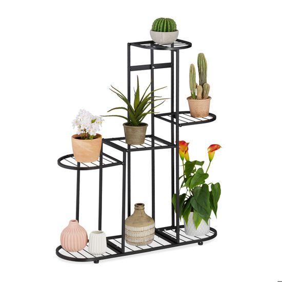 Étagère à Plantes Relaxdays Blanche Avec Roulettes - 9 Emplacements, 91,5 X 93 X 26 Cm, Idéale Intérieur Salon