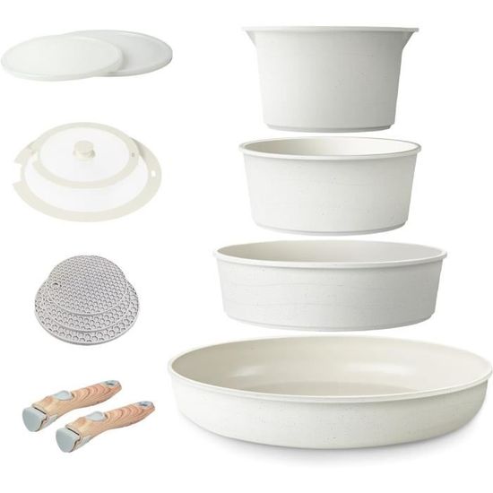 Set De Cuisine 11 Pièces Backen 199911 - Casseroles Et Poêles Antiadhésives Avec Poignées Amovibles - Compatible Induction Et Lave-Vaisselle