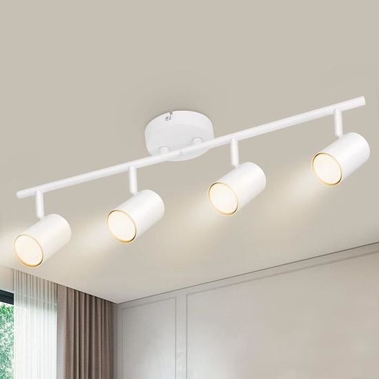 Kimjo Plafonnier LED 4 Spots Orientables, GU10 Spots de Plafond