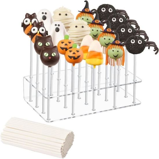 Support En Acrylique Pour Cake Pops Et Sucettes - 20 Trous Avec 100 Bâtonnets - Pour Fêtes Et Mariages - 4