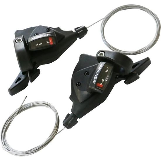 Paire De Leviers De Vitesse Vélo – Dérailleur 3x7 / 8 / 9 Vitesses, Métal, Noir, Réglage Gauche/droite, Compatible Transmission Fluide