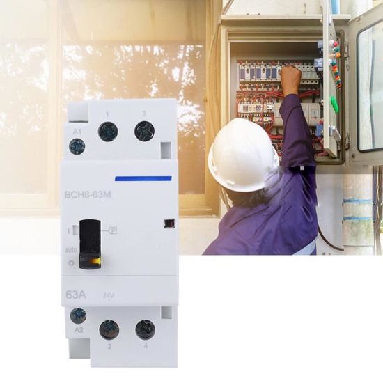 Contacteur AC Modulaire Heschen HSR1-63M/04 63A 4P 4NC 220V Avec Interrupteur Manuel - Rail DIN