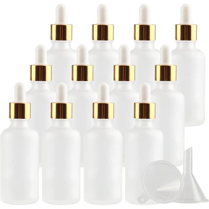 Flacons En Verre 100ml Avec Pipettes - Lot De 4 - Bouteilles Compte-Gouttes Pour Huiles Essentielles