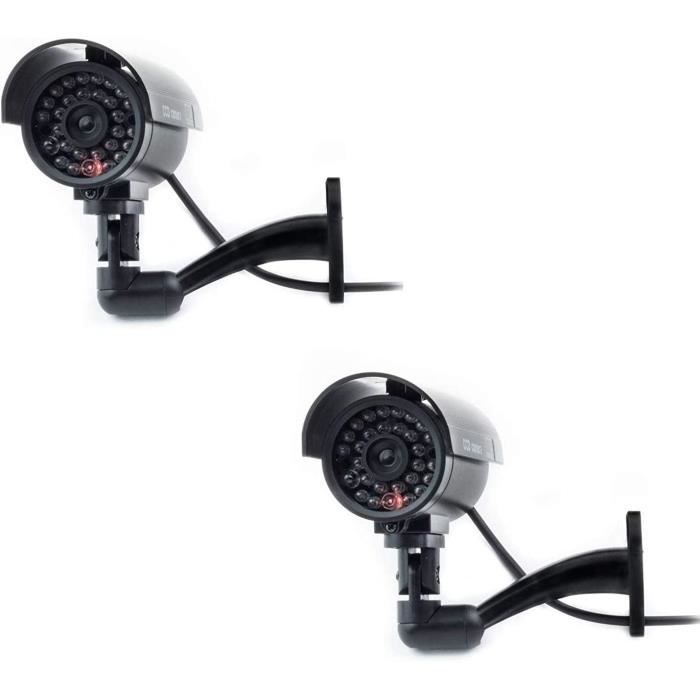 JZK® Lot de 2 Caméra dôme Factice Fausse Dummy Caméra sans Fil CCTV Sécurité Surveillance intérieur avec Rouge LED Noir 