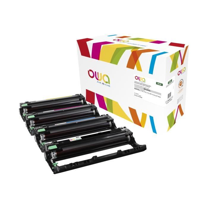OWA Noir, jaune, cyan, magenta remanufacturé kit tambour (alternative pour : Brother DR241CL) pour Brother DCP-9015, 9020, 9022,…