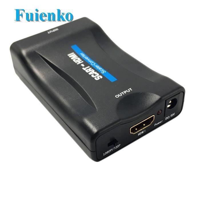 Fuienko Adaptateur Péritel SCART vers HDMI Convertisseur - noir