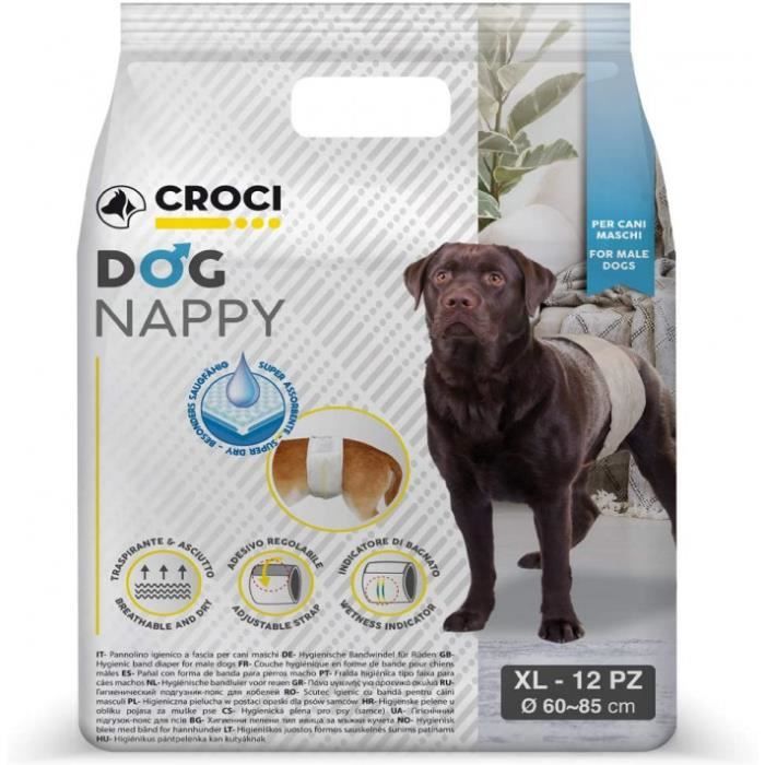 Taille: 85 CM TAILLE XL Croci Dog Nappy Fascia Maschi, Couches Jetables Pour Chiens Mâles, Protections Hygié