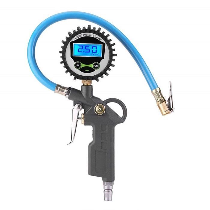 Numérique Manomètre Pneu - Haute Précis Digital Jauge de Pression de Pneus avec Pistolet Gonflage pour La Voiture Moto Vélos