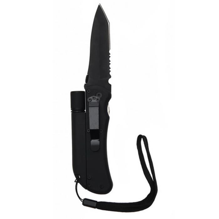 COUTEAU DE SURVIE AVEC LAMPE ET ALLUME FEU