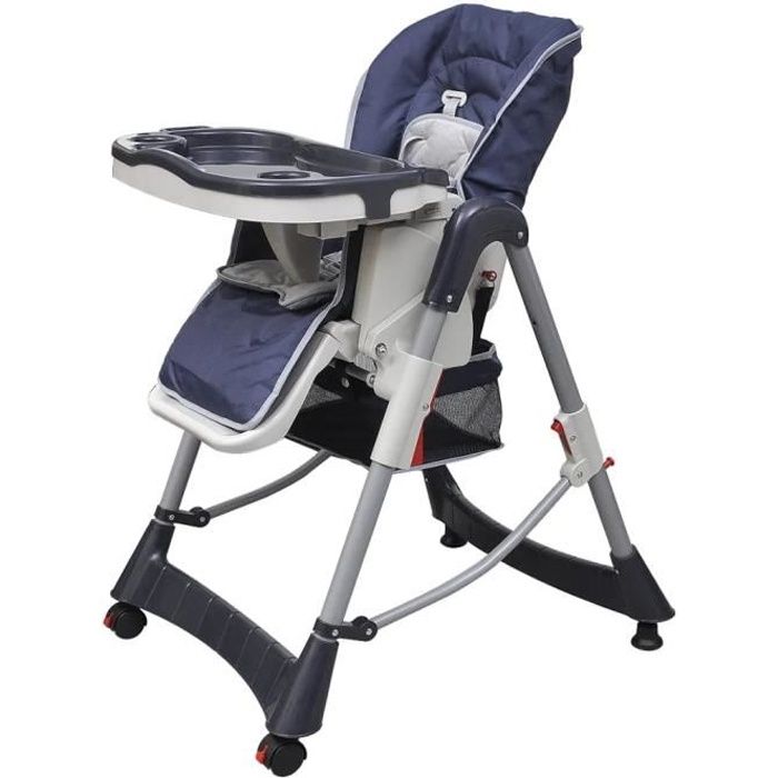 3-en-1 Chaise haute pour bébés et tout-petits 60 x 74 x (76-102) cm-confortable de 6 Mois à 3 Ans - Deluxe Bleu foncé Hauteur