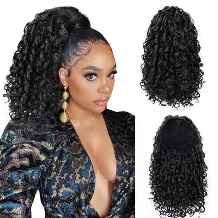 1B14pouces -Extension capillaire synthétique afro américaine, queue de cheval bouffante avec cordon de serrage, cheveux Afro crépus