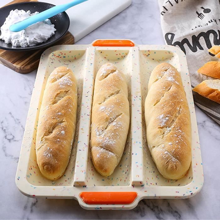 Moule à pain français antiadhésif Silicone Plateau à pâtisserie du pain français Mini Baguette poêle à pain moule à - Type Jaune