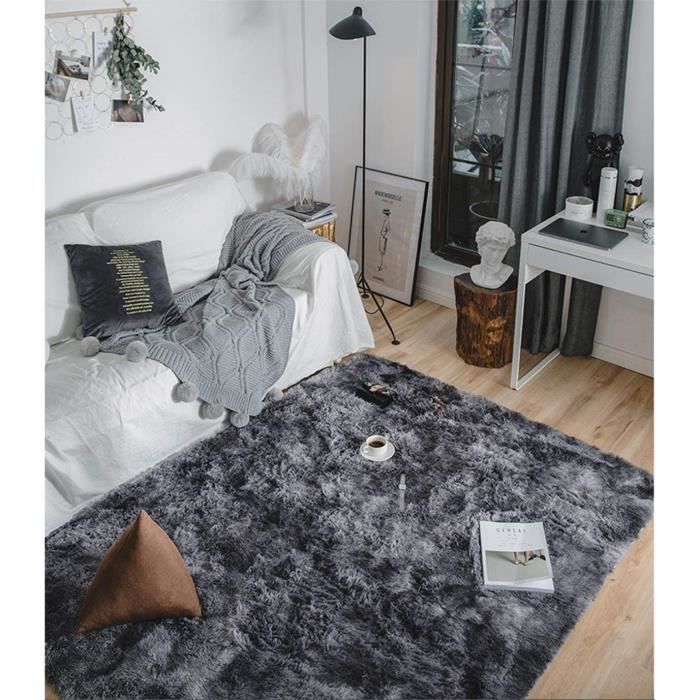 GOGOLOVING Tapis de Salon Shaggy 80 x 160cm Gris Foncé