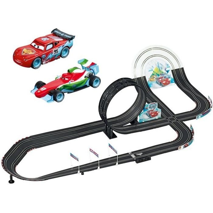 Carrera Go !!! Cars Circuit 2 voitures Flach Mc Queen et Raoul Ice Drift