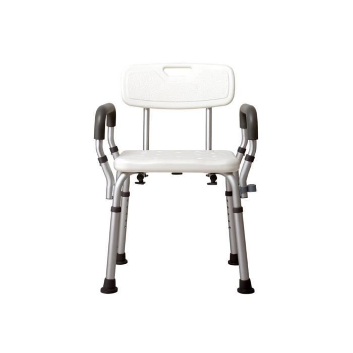 Banc de douche avec bras et dossier amovible Chaise de douche réglable Assemblage sans outil Siège de bain Tabouret de baignoire-Z