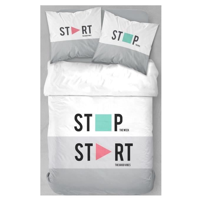 TODAY Parure de couette en coton Enjoy Relax Start Stop - 220 x 240 cm
