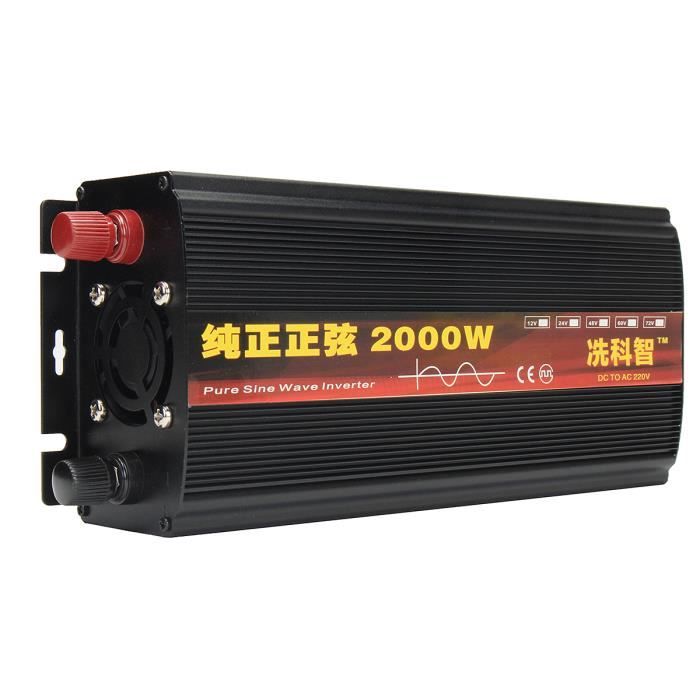 NEüFU Convertisseur Onduleur Puissance 50Hz Onde Sinusoïdale Pure Transformateur Chargeur électronique Automatique noir 12V 2000W