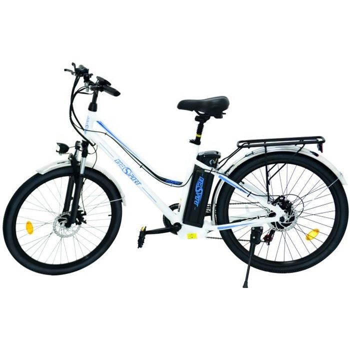 OnesportBK1 vélo électrique classique，26''Ebike avec moteur 250W, Shimano 7vitesses 25KM/H,batterie Amovible 36V/10Ah -blanc