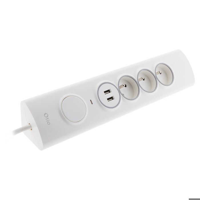 OTIO Multiprise d'angle 3P 16A + 1P 16A façade + 2 USB parafoudre précâblée