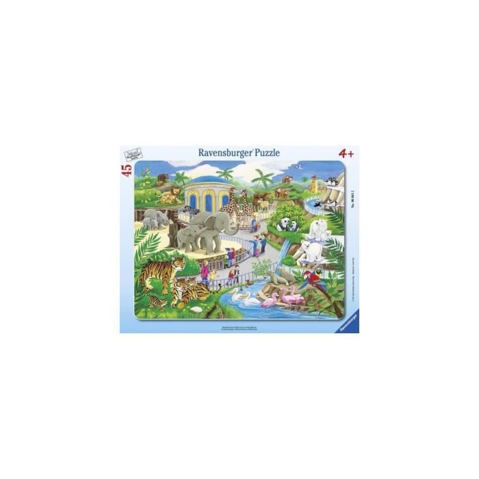 Puzzle Enfant Avec Cadre 45 Pieces Visite Des Animaux Aux Zoo - Ravensburger