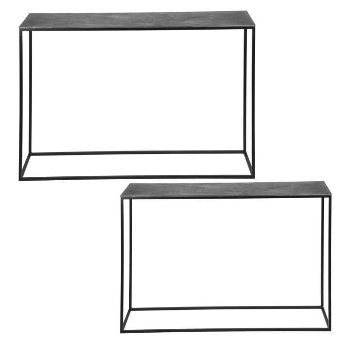 Set de 2 consoles métal argenté hauteurs 77 et 70 cm - Table Passion 119 Argent