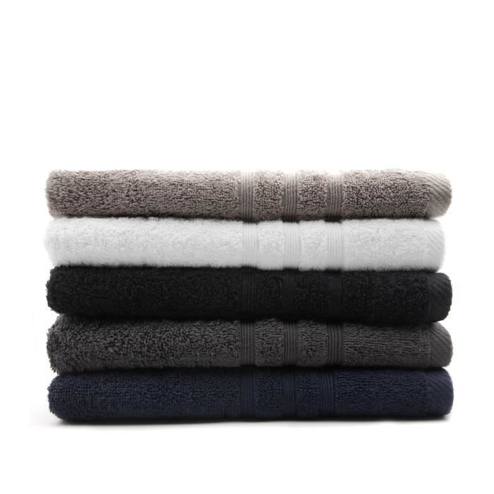 TODAY Lot de 5 Draps de bain assortis - 5 Coloris - 70 x 130 cm - 100% coton