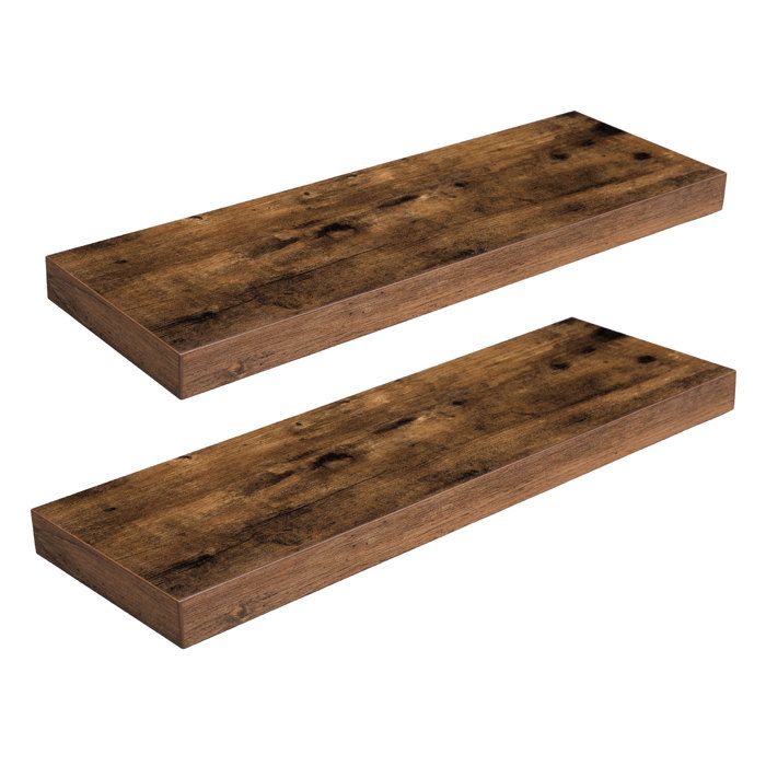 Étagères Murales - HOOBRO - Lot de 2 - Bois Panneaux de particules - Style Industriel - 60x20x3.8 cm